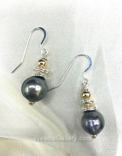 Black Fresh Water Pearl Earrings by Suzanne Woodworth